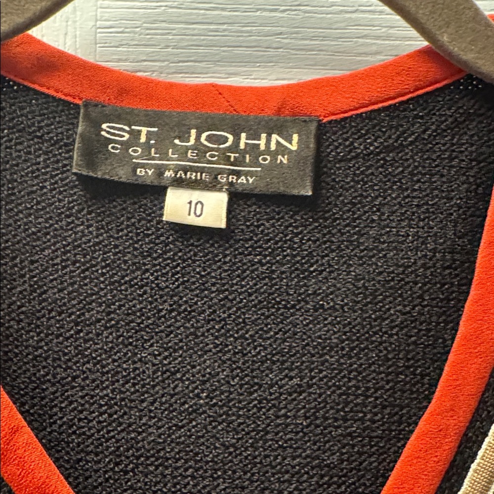St. John Black Blazer with Red and Gold Trim - Picture 2 of 6